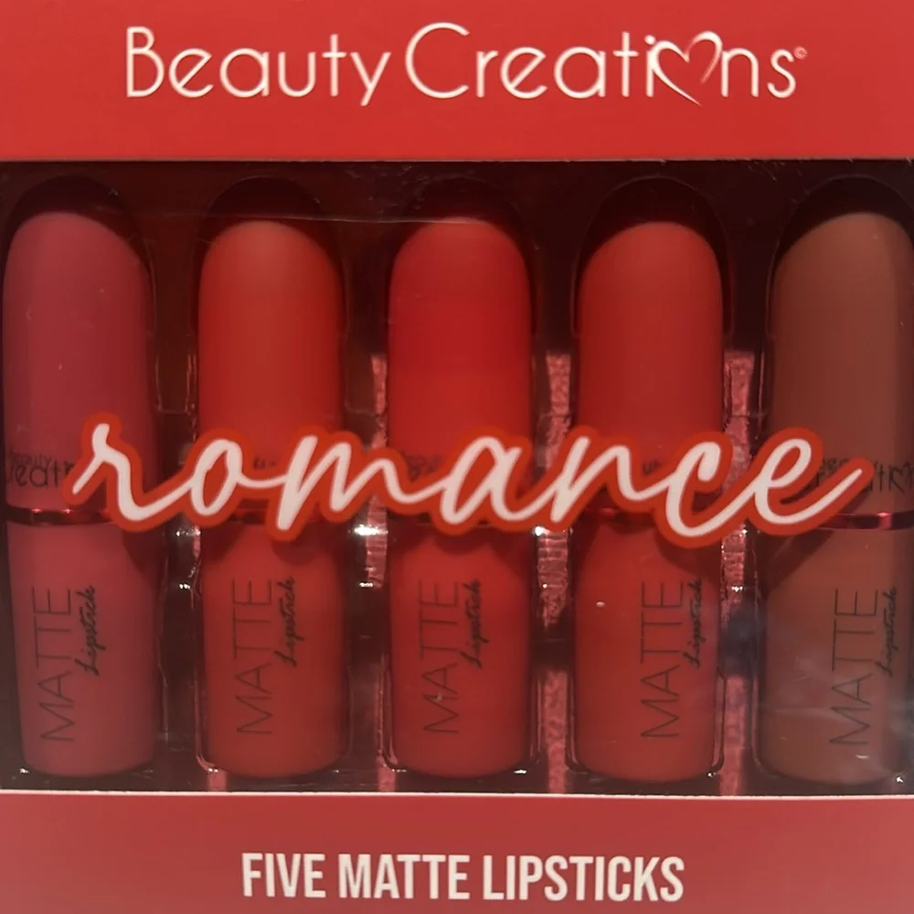 ❤️Beauty Creations Romance 5 Matte Lipsticks. Sugar Bomb, My Cherry, Infatuated.